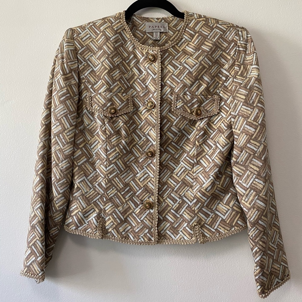 Adrianna Papell silk blazer crop size 2 petite